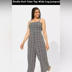 Studio Knit Tube Top Wide Leg Jumpsuit